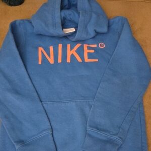 Nike  Orange Logo Tag on Blue Fabric Childrens S 6